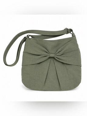 Tippy Thai Crossbody Shoulder Bag with Bow Accent - Green
